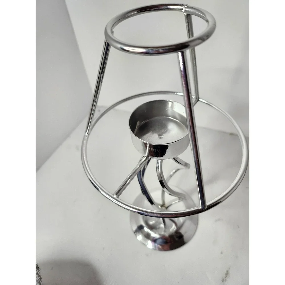Vintage Beaded Votive Tealight Candle Holder Lamp Silver Tone Base BOHO